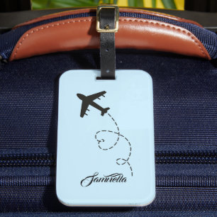 Étiquette À Bagage Nom personnalisé Avion Destination Voyageur