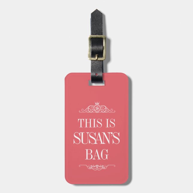 Étiquette À Bagage Nom personnalisé| Balise de bagages Monogramme (Devant Vertical)