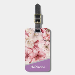Étiquette À Bagage Nom personnalisé Beau Sakura Blossom Rose
