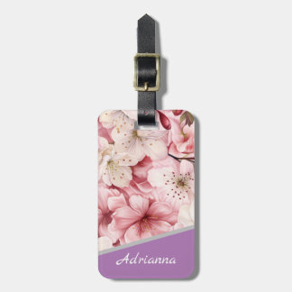 Étiquette À Bagage Nom personnalisé Beau Sakura Blossom Rose
