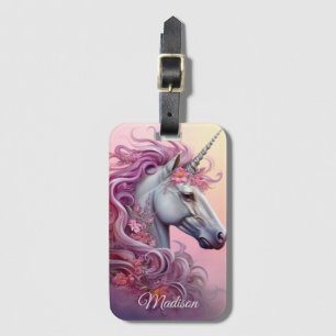 Étiquette À Bagage Nom personnalisé belle licorne