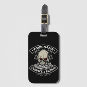 Étiquette À Bagage Nom personnalisé Biker Mécanique Skull Motorcycle 