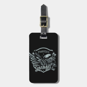 Étiquette À Bagage Nom personnalisé Biker Skull Wings Motorcycle Gara