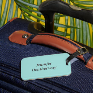 Étiquette À Bagage Nom personnalisé bleu aqua minimaliste