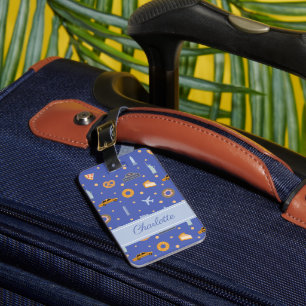 Étiquette À Bagage Nom personnalisé bleu du motif NYC