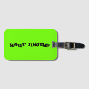 Étiquette À Bagage Nom personnalisé Bright Fluorescent Neon Green Tr
