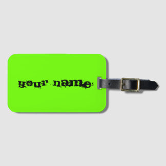 Étiquette À Bagage Nom personnalisé Bright Fluorescent Neon Green Tr
