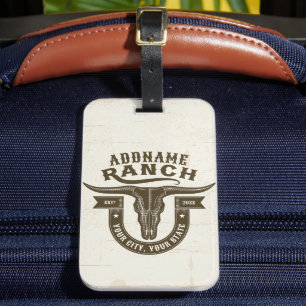 Étiquette À Bagage NOM personnalisé Bull Steer Skull Western Ranch