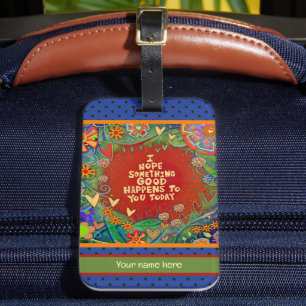 Étiquette À Bagage Nom personnalisé Citation Floral Heart Nom personn