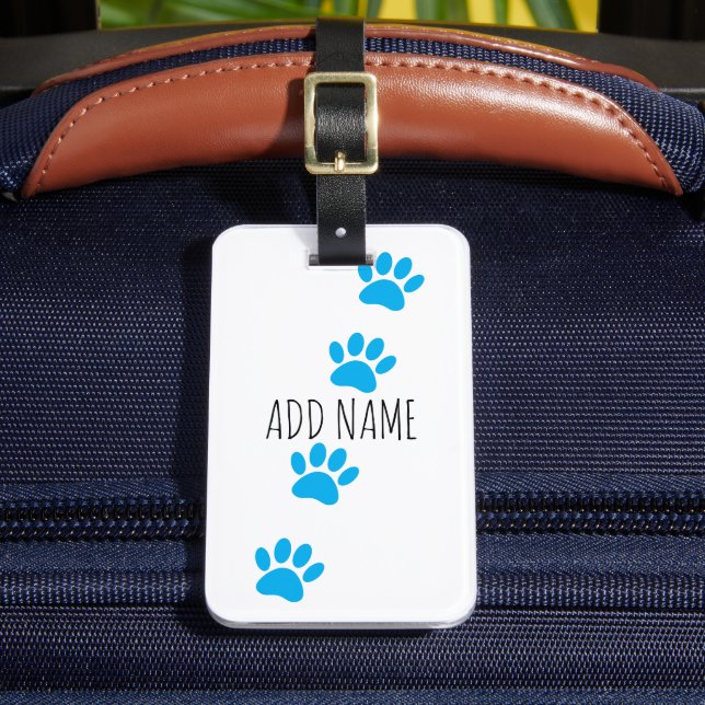 Étiquette À Bagage Nom personnalisé des Empreintes de pattes de chien (Insitu Rectoal 2)