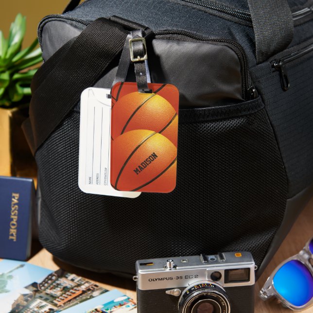 Étiquette À Bagage Nom personnalisé du basket-ball (Recto & Verso)