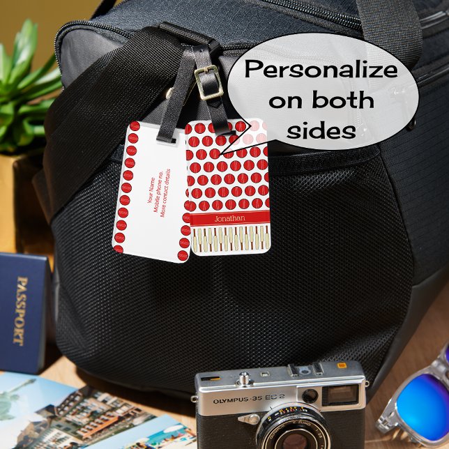 Étiquette À Bagage Nom personnalisé du motif à thème Cricket (Créateur téléchargé)