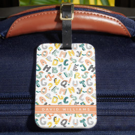 Étiquette À Bagage Nom personnalisé du Motif Alphabet Dinosaur Cute