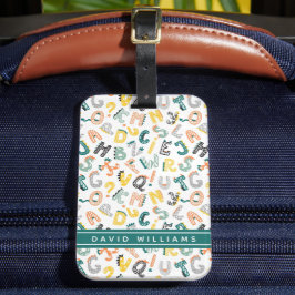Étiquette À Bagage Nom personnalisé du Motif Alphabet Dinosaur Cute