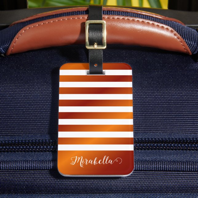Étiquette À Bagage Nom personnalisé élégant orange et blanc (Insitu Rectoal 2)