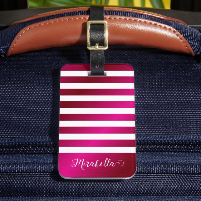 Étiquette À Bagage Nom personnalisé Élégant rose vif (Insitu Rectoal 2)