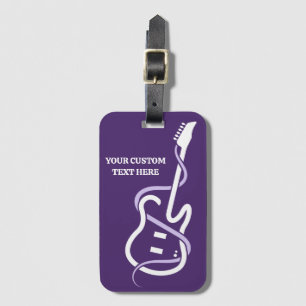 Étiquette À Bagage Nom personnalisé et texte de la guitare stylisée