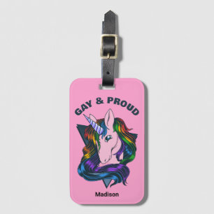 Étiquette À Bagage Nom personnalisé et texte Gay licorne