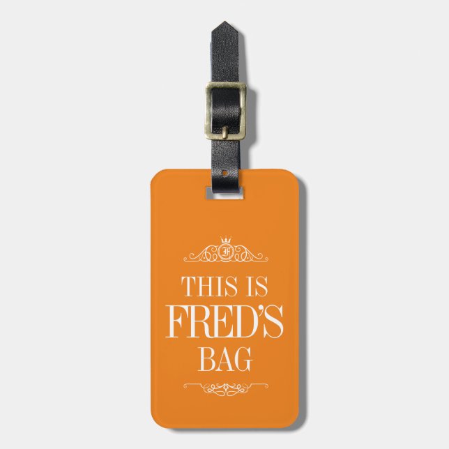 Étiquette À Bagage Nom personnalisé | Étiquette bagages Monogramme (Devant Vertical)