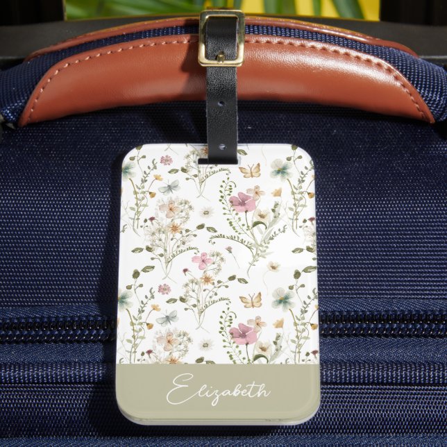 Étiquette À Bagage Nom personnalisé fleur sauvage Floral (Insitu Rectoal 2)