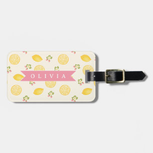 Étiquette À Bagage Nom personnalisé floral citron été sur mesure