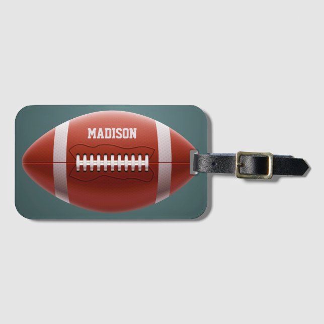 Étiquette À Bagage Nom personnalisé Football (Devant Horizontal)