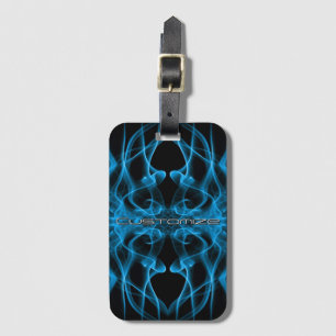 Étiquette À Bagage Nom personnalisé Fumée Bleue Symétrique Noir
