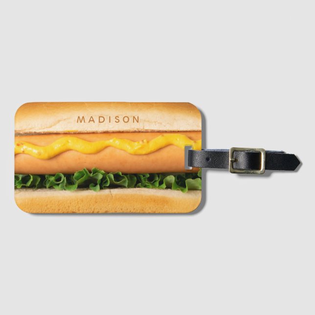 Étiquette À Bagage Nom personnalisé Hot Dog (Devant Horizontal)