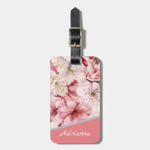 Étiquette À Bagage Nom personnalisé Moderne Sakura Blossom rose