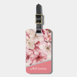 Étiquette À Bagage Nom personnalisé Moderne Sakura Blossom rose