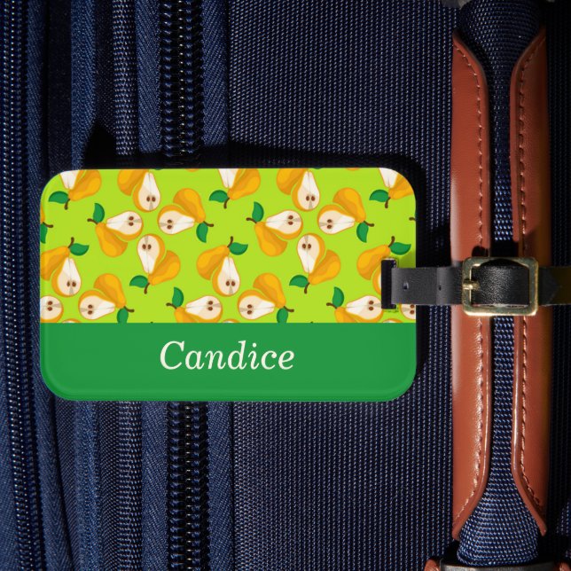 Étiquette À Bagage Nom personnalisé perles orange sur vert (Insitu Rectoal 4)