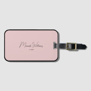 Étiquette À Bagage Nom personnalisé personnalisé manuscrit rose vierg