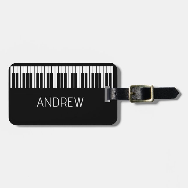 Étiquette À Bagage Nom personnalisé Piano Musician Cadeau (Devant horizontal)
