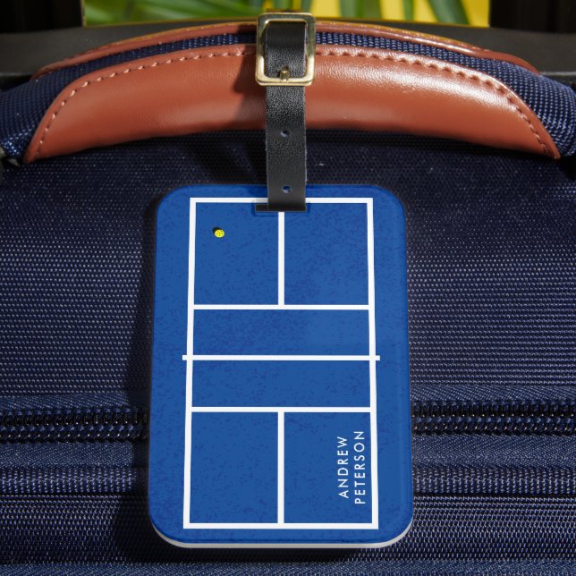 Étiquette À Bagage Nom personnalisé Pickleball Court Bleu (Insitu Rectoal 2)