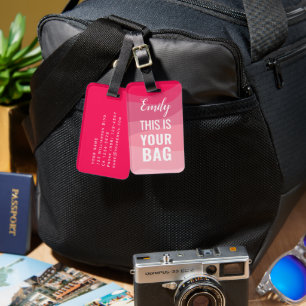 Étiquette À Bagage Nom personnalisé Pinky conception Texte personnali