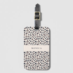 Étiquette À Bagage Nom personnalisé rose Empreinte de léopard