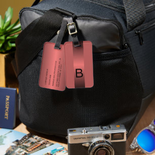 Étiquette À Bagage Nom personnalisé Simple Vin Noir Rouge Revêtement 