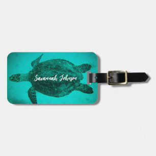Étiquette À Bagage Nom personnalisé Tortue de mer Plage Vie Océan