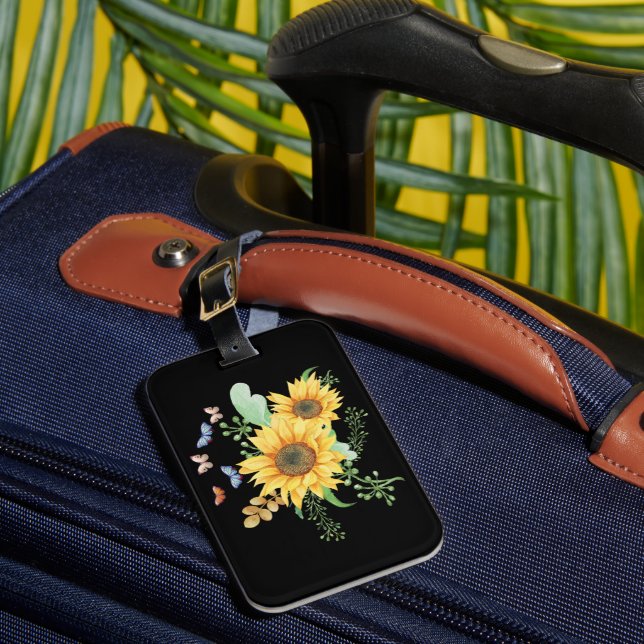 Étiquette À Bagage Nom personnel tournesol printemps (Insitu Rectoal 1)