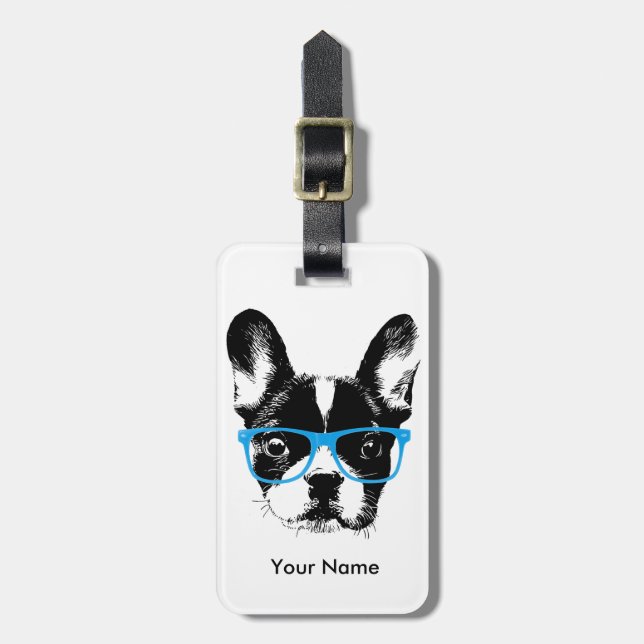 Étiquette À Bagage Nom ringard de coutume de chien de bouledogue (Devant Vertical)