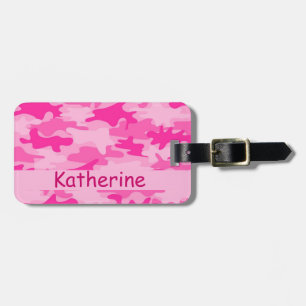 Étiquette À Bagage Nom rose de camouflage de Camo personnalisé