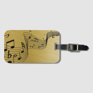 Étiquette À Bagage Notes de musique dorées brossées
