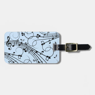 Étiquette À Bagage Notes de musique fantaisie Bleu