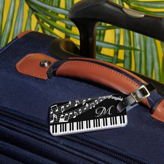Étiquette À Bagage Notes de musique Piano Monogramme Couleur personna (Insitu Rectoal 3)