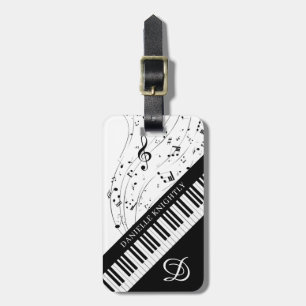 Étiquette À Bagage Notes de musique Piano personnalisées Nom de scrip