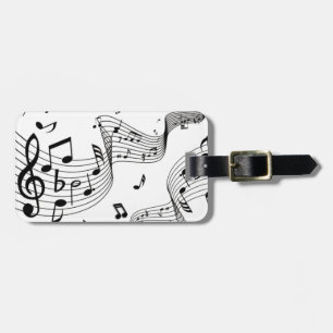 Étiquette À Bagage Notes de musique sur fond blanc