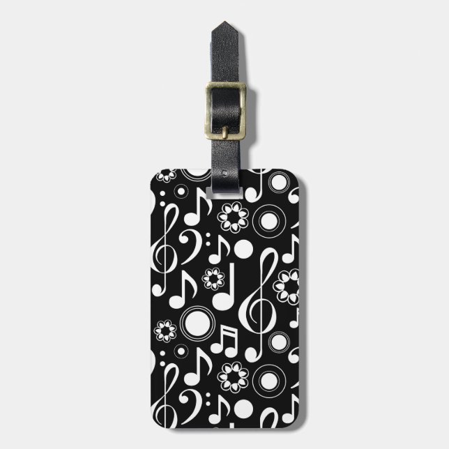 Étiquette À Bagage Notes musicales et Clefs Cadeau musicien étudiant (Devant Vertical)