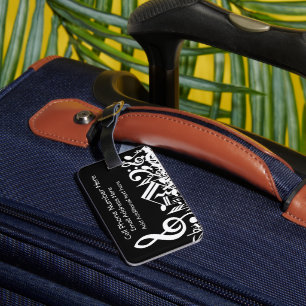 Étiquette À Bagage Notes musicales personnalisées blanches mélangées 
