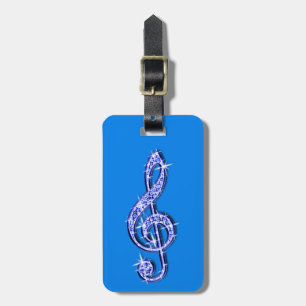 Étiquette À Bagage Notes scintillantes étincelantes bleues de musique