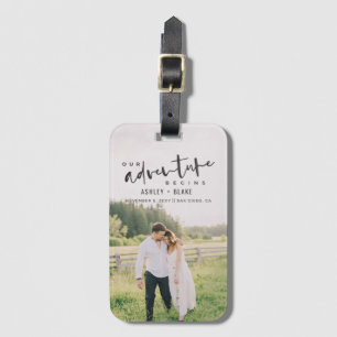 Étiquette À Bagage Notre aventure commence par un script Photo Enregi